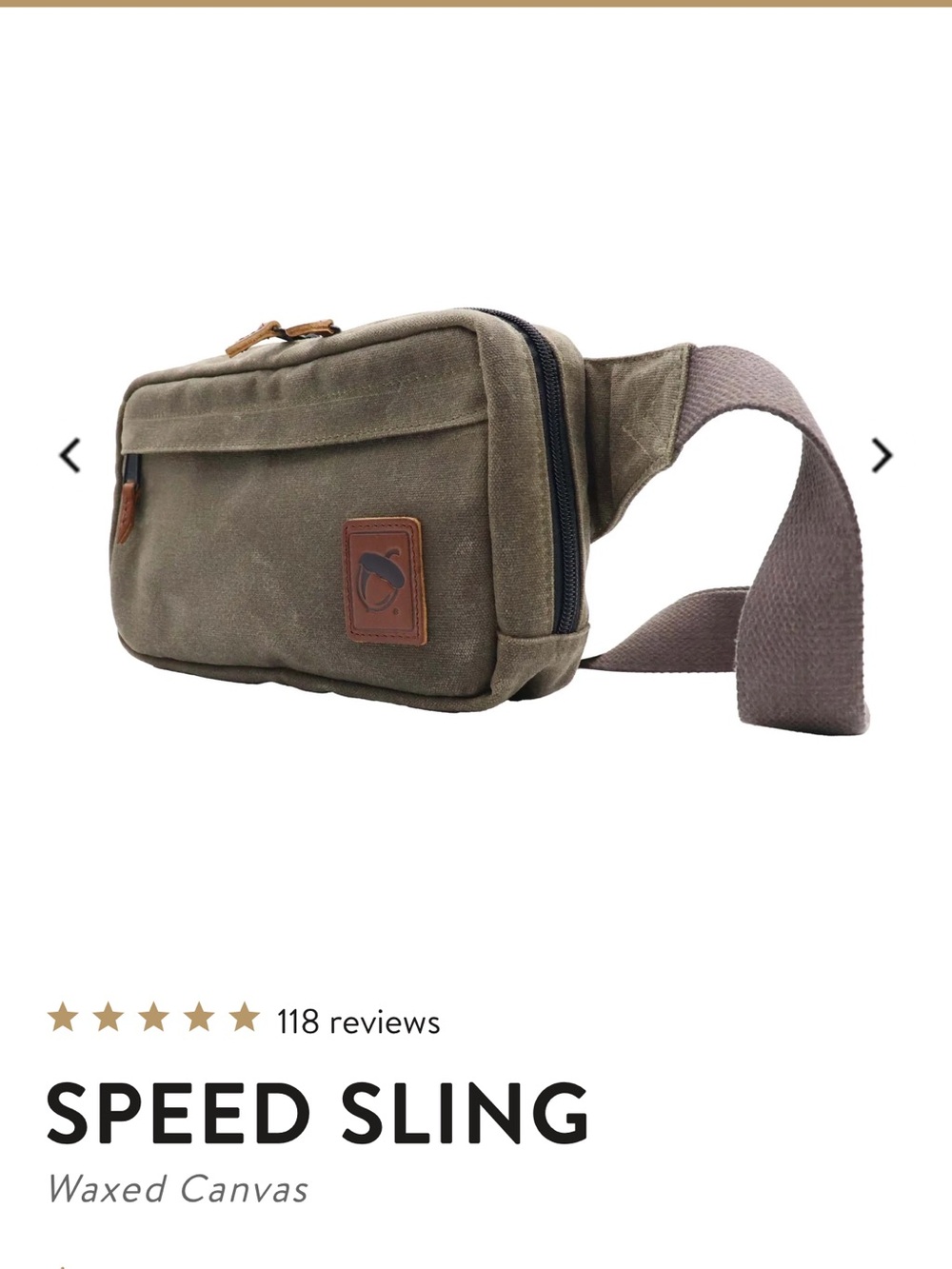 NutSac Speed Sling Waxed Canvas Sling Bag - Olive